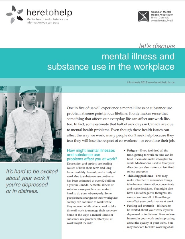 Mental Illness and Substance Use in the Workplace