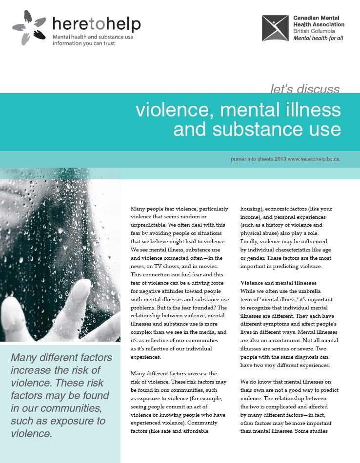 Violence, Mental Illness and Substance Use