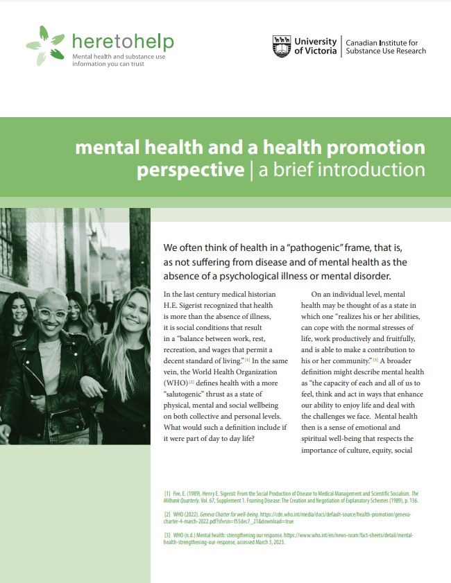 Mental Health and a Health Promotion perspective