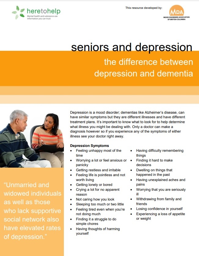 Seniors and Depression: dementia vs depression