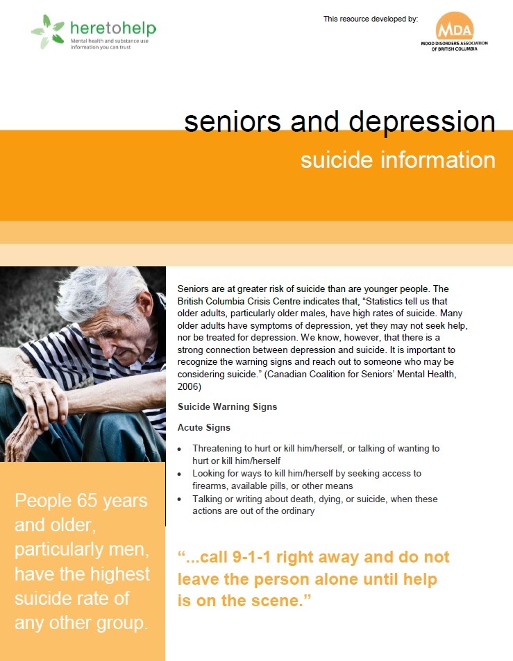 Seniors and Depression: suicide information