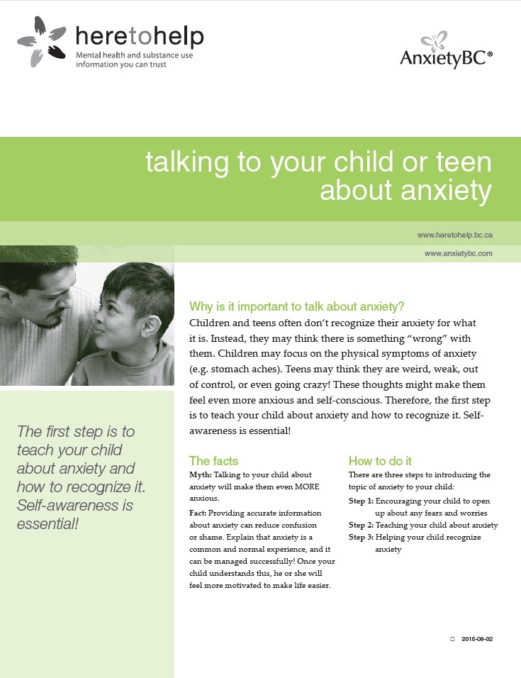 Talking to your Child or Teen about Anxiety