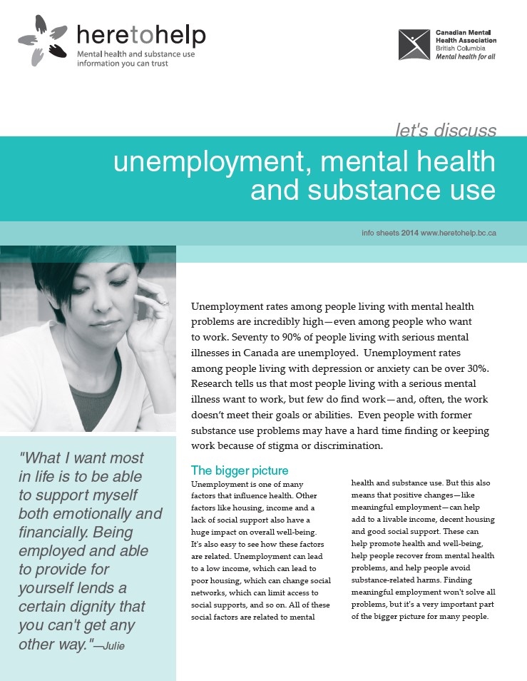 Unemployment, Mental Health and Substance Use